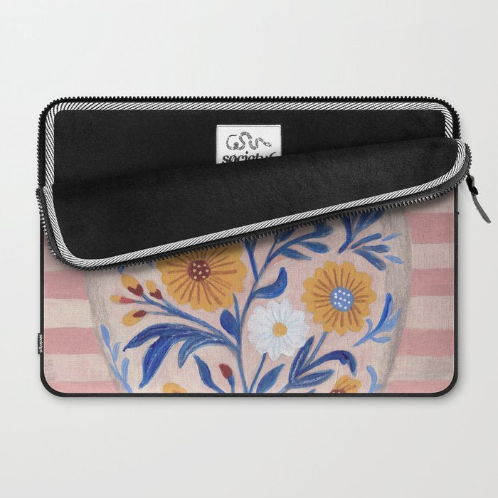 Still life pastel colours flowered pot with flowers Laptop Sleeve Gallery Image 2