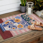 Still life pastel colours flowered pot with flowers Outdoor Rug Gallery Image 2