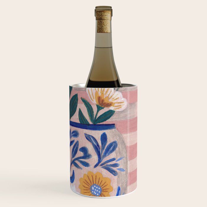 Still life pastel colours flowered pot with flowers Wine Chiller Gallery Image 3