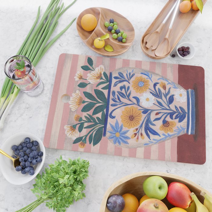 Still life pastel colours flowered pot with flowers Cutting Board Gallery Image 2