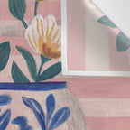 Still life pastel colours flowered pot with flowers Wall Tapestry Gallery Image 3