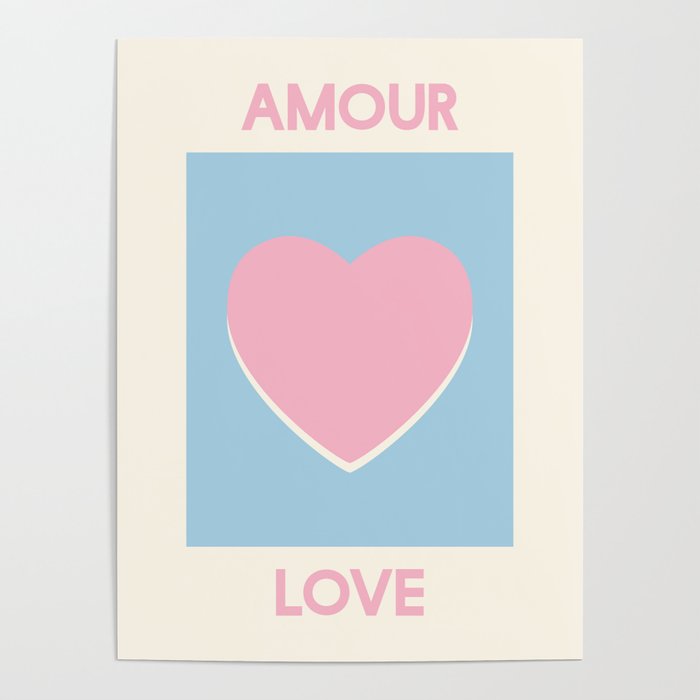 Amour Love Blue Pink Heart Poster Gallery Image 1