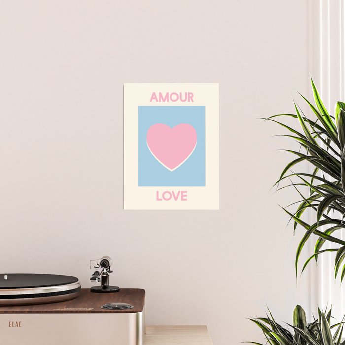 Amour Love Blue Pink Heart Poster Gallery Image 2