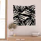 Ailanthus Cutouts Abstract Pattern in Black and Cream Wall Tapestry Gallery Image 2