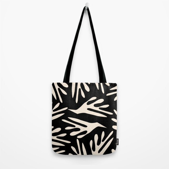 Ailanthus Cutouts Abstract Pattern in Black and Cream Tote Bag Gallery Image 2