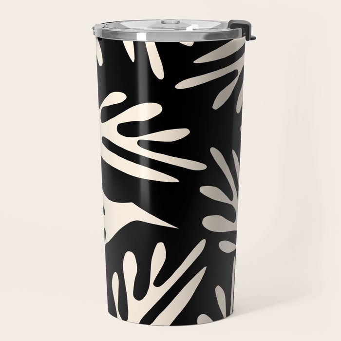 Ailanthus Cutouts Abstract Pattern in Black and Cream Travel Mug Gallery Image 2
