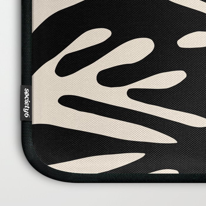 Ailanthus Cutouts Abstract Pattern in Black and Cream Laptop Sleeve Gallery Image 3
