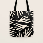 Ailanthus Cutouts Abstract Pattern in Black and Cream Tote Bag Gallery Image 1