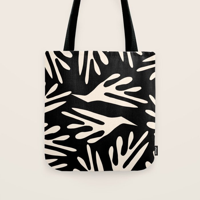 Ailanthus Cutouts Abstract Pattern in Black and Cream Tote Bag Gallery Image 1