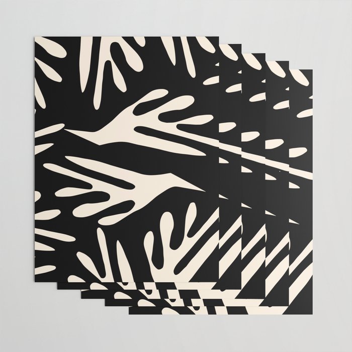 Ailanthus Cutouts Abstract Pattern in Black and Cream Wrapping Paper Gallery Image 3