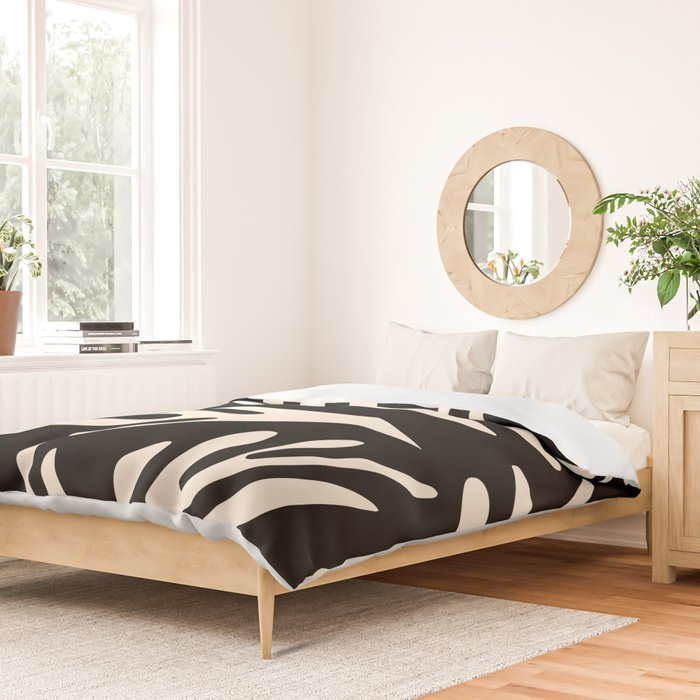 Ailanthus Cutouts Abstract Pattern in Black and Cream Duvet Cover Gallery Image 2