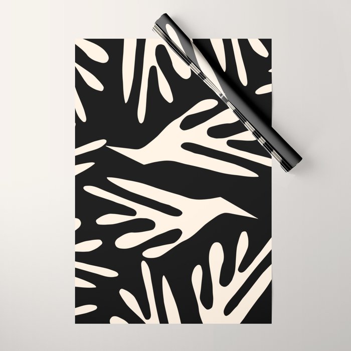 Ailanthus Cutouts Abstract Pattern in Black and Cream Wrapping Paper Gallery Image 1