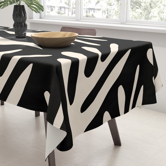 Ailanthus Cutouts Abstract Pattern in Black and Cream Tablecloth Gallery Image 3