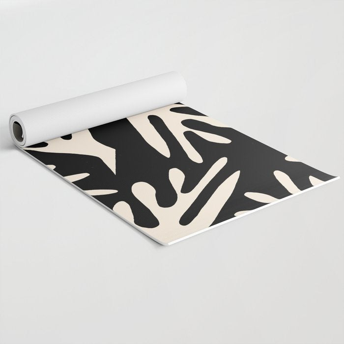 Ailanthus Cutouts Abstract Pattern in Black and Cream Yoga Mat Gallery Image 2