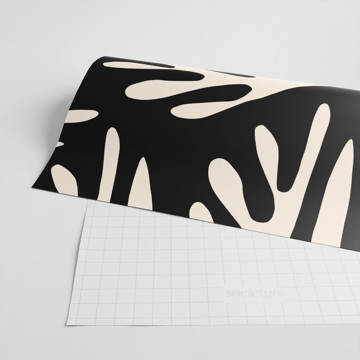 Ailanthus Cutouts Abstract Pattern in Black and Cream Wrapping Paper Gallery Image 2