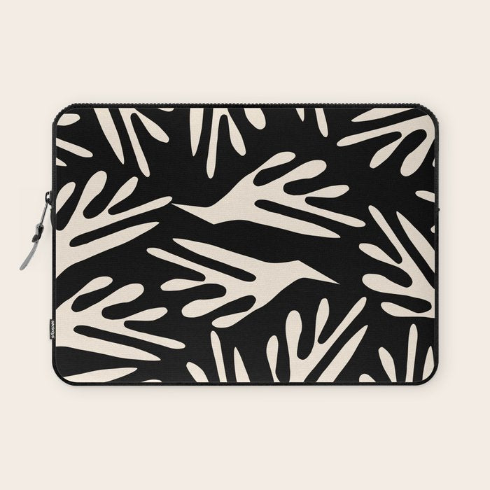 Ailanthus Cutouts Abstract Pattern in Black and Cream Laptop Sleeve Gallery Image 1