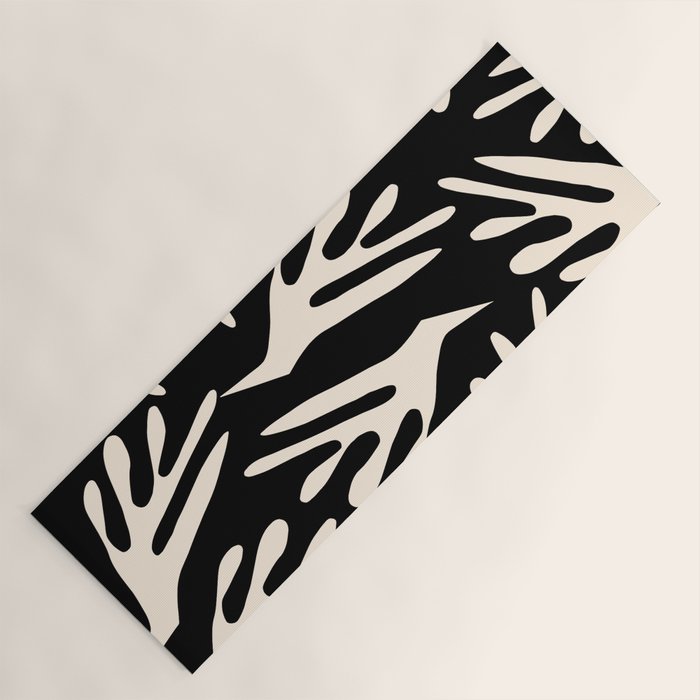 Ailanthus Cutouts Abstract Pattern in Black and Cream Yoga Mat Gallery Image 1