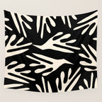 Ailanthus Cutouts Abstract Pattern in Black and Cream Wall Tapestry Gallery Image 4