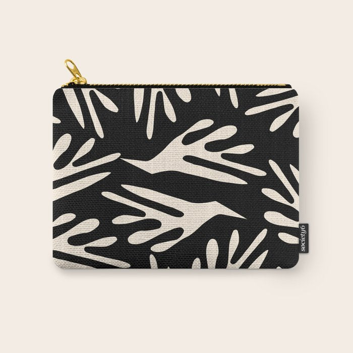 Ailanthus Cutouts Abstract Pattern in Black and Cream Carry All Pouch Gallery Image 1