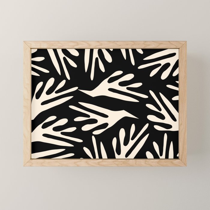 Ailanthus Cutouts Abstract Pattern in Black and Cream Mini Art Print Gallery Image 1