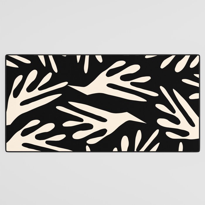 Ailanthus Cutouts Abstract Pattern in Black and Cream Desk Mat Gallery Image 3