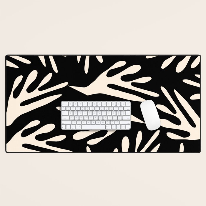 Ailanthus Cutouts Abstract Pattern in Black and Cream Desk Mat Gallery Image 1