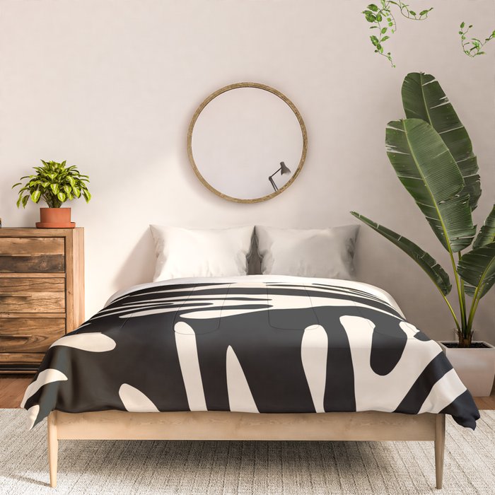 Ailanthus Cutouts Abstract Pattern in Black and Cream Comforter Gallery Image 3