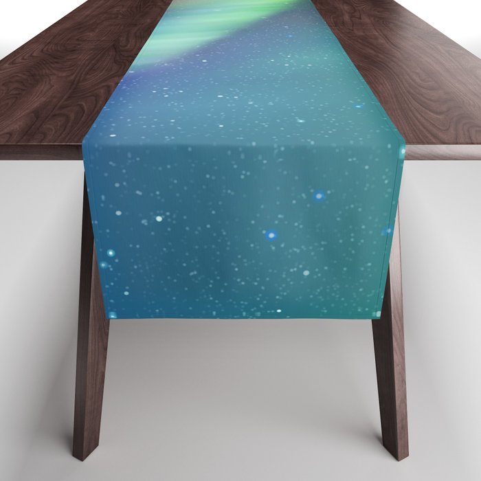 Aurora Borealis Northern Lights 01 Table Runner Gallery Image 1