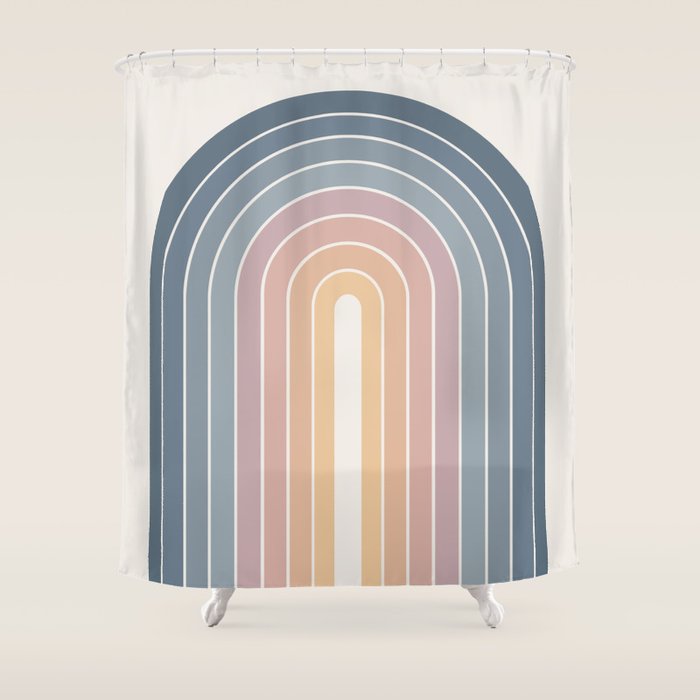Gradient Arch XXII Sunrise Mid Century Modern Rainbow Shower Curtain Gallery Image 1