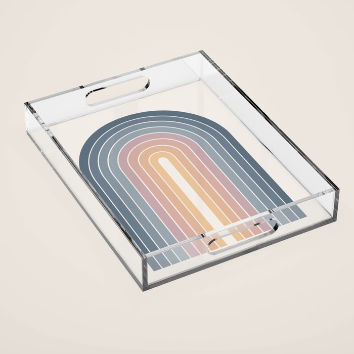 Gradient Arch XXII Sunrise Mid Century Modern Rainbow Acrylic Tray Gallery Image 1