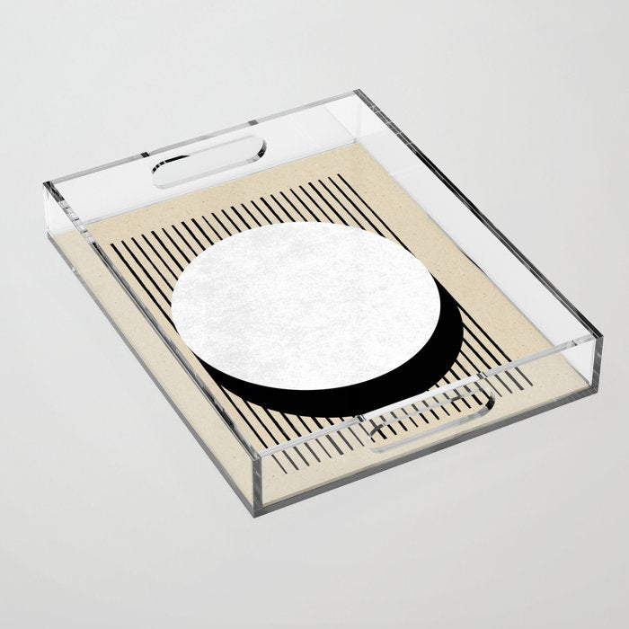Circle black and white Stripes Acrylic Tray Gallery Image 1