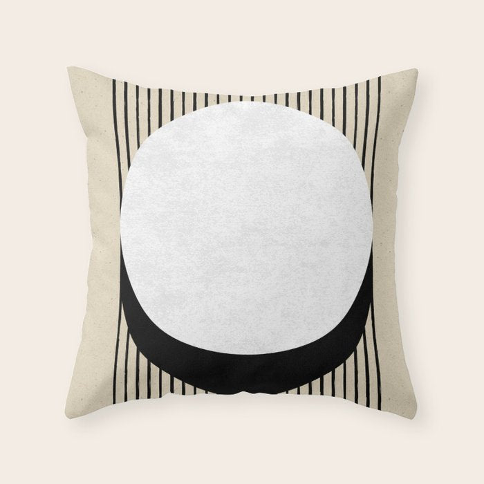 Circle black and white Stripes Throw Pillow Gallery Image 6