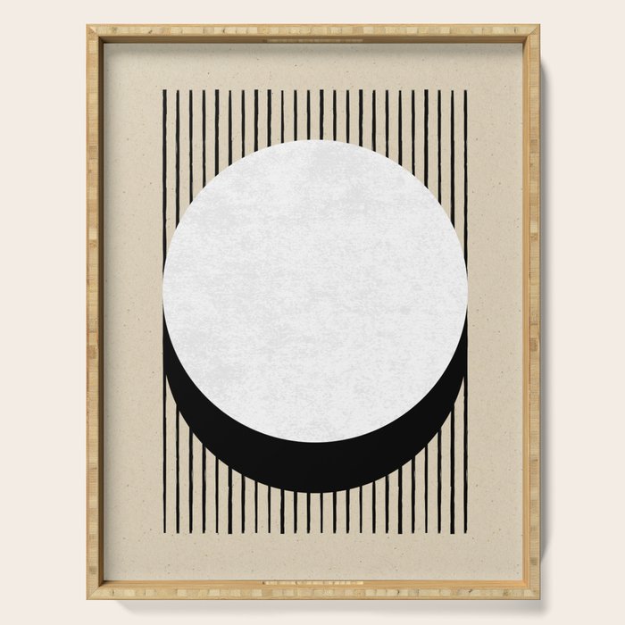 Circle black and white Stripes Serving Tray Gallery Image 1