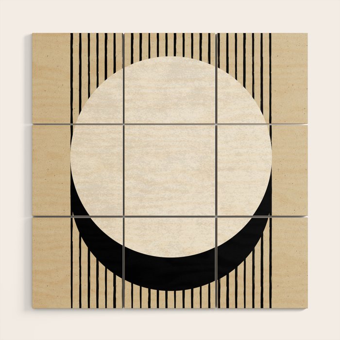 Circle black and white Stripes Wood Wall Art Gallery Image 1