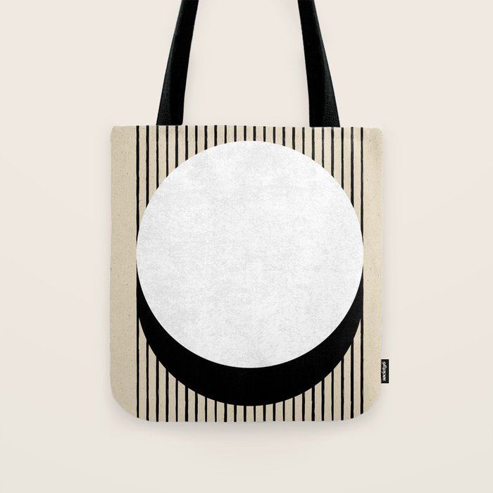 Circle black and white Stripes Tote Bag Gallery Image 1