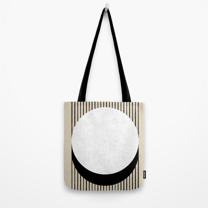 Circle black and white Stripes Tote Bag Gallery Image 2