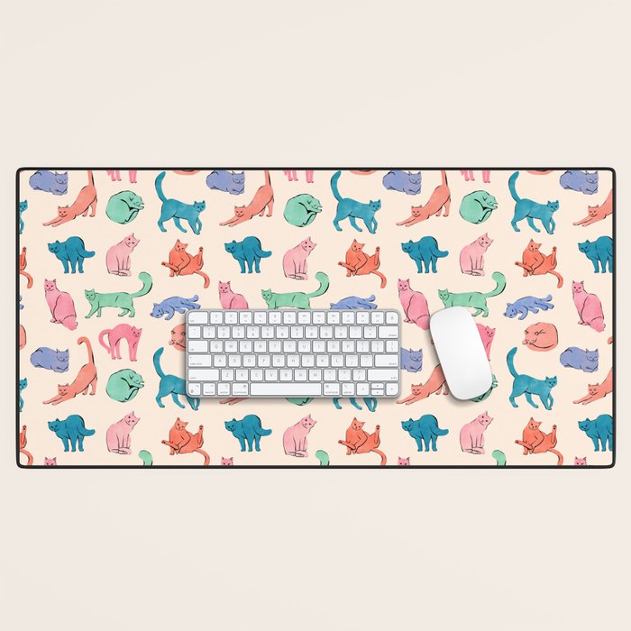 Pastel Cats Desk Mat Gallery Image 1