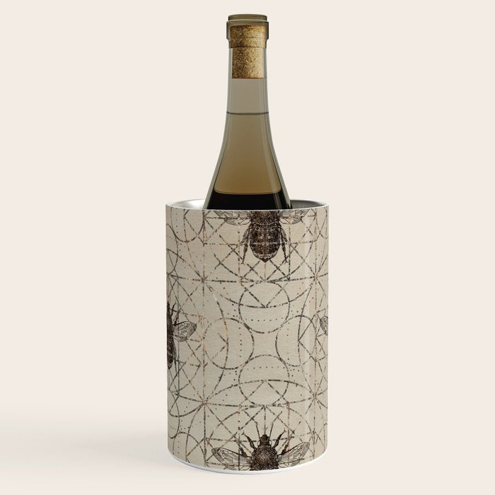 Bumble Bee  on sacred geometry pattern Wine Chiller Gallery Image 2