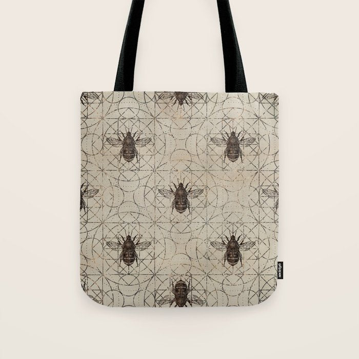 Bumble Bee  on sacred geometry pattern Tote Bag Gallery Image 1