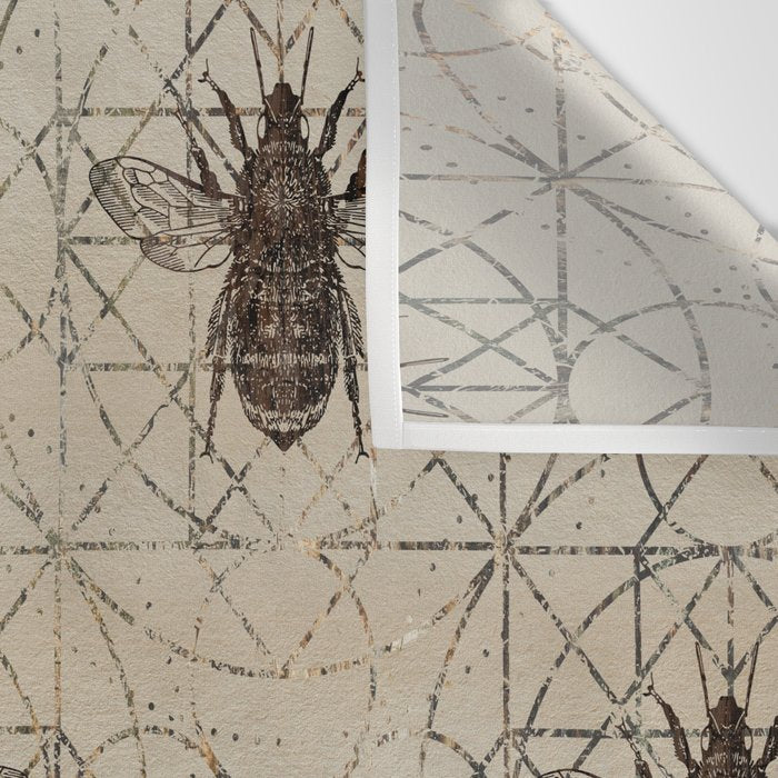 Bumble Bee  on sacred geometry pattern Wall Tapestry Gallery Image 3