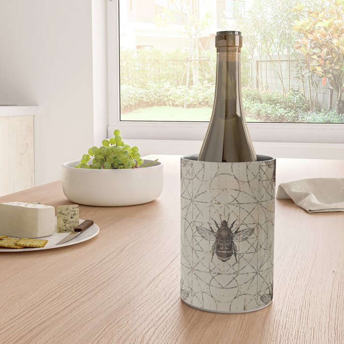 Bumble Bee  on sacred geometry pattern Wine Chiller Gallery Image 4