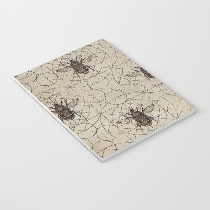 Bumble Bee  on sacred geometry pattern Notebook Gallery Image 3