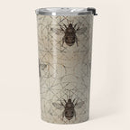 Bumble Bee  on sacred geometry pattern Travel Mug Gallery Image 2