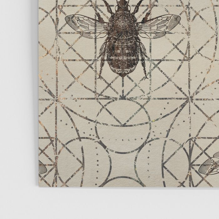 Bumble Bee  on sacred geometry pattern Poster Gallery Image 3