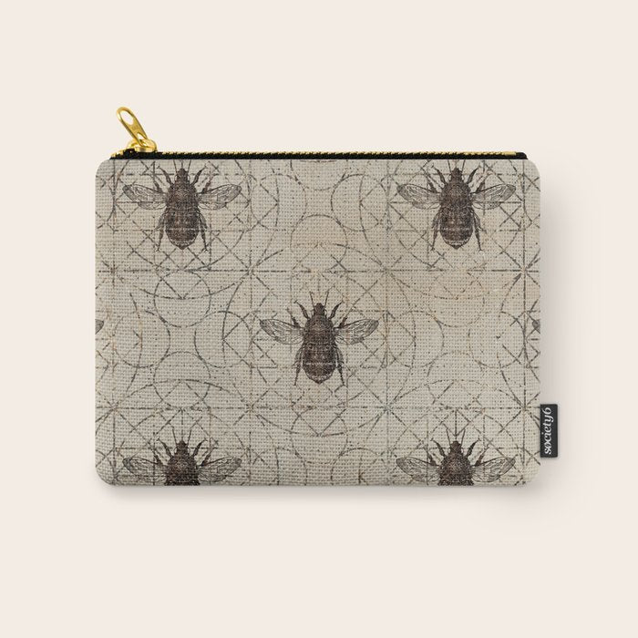 Bumble Bee On Sacred Geometry Pattern Carry All Pouch
