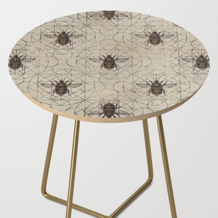 Bumble Bee  on sacred geometry pattern Side Table Gallery Image 2