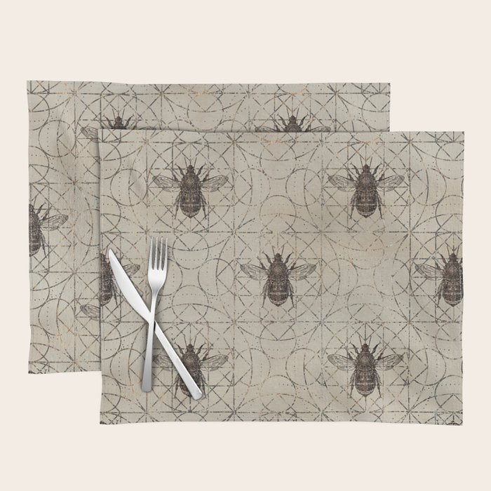 Bumble Bee  on sacred geometry pattern Placemat Gallery Image 1
