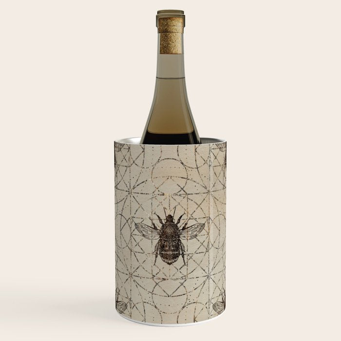 Bumble Bee  on sacred geometry pattern Wine Chiller Gallery Image 1