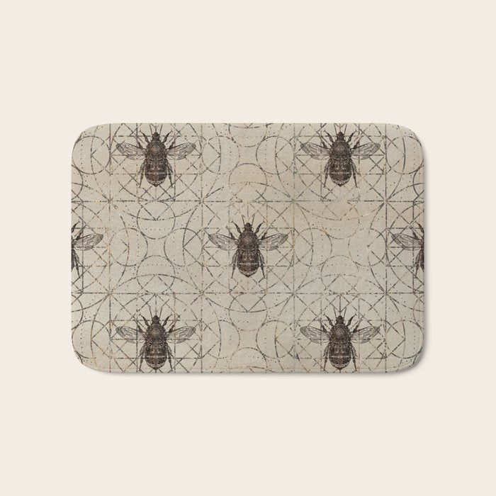 Bumble Bee  on sacred geometry pattern Bath Mat Gallery Image 1