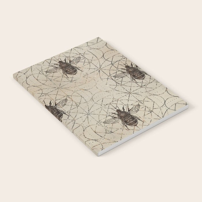 Bumble Bee  on sacred geometry pattern Notebook Gallery Image 2
